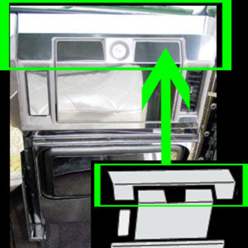 Freightliner Classic/FLD stainless steel above glove box/top of passenger’s side dash trim