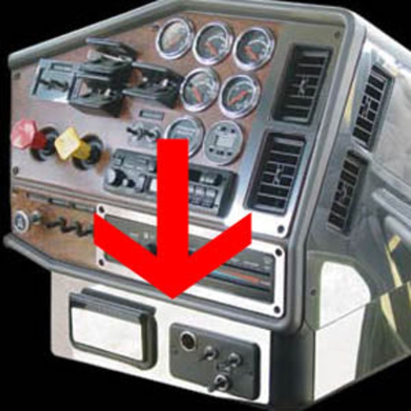 Freightliner Classic/FLD stainless steel console/ash tray trim – 2 pieces