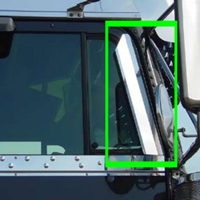 Freightliner Classic/FLD stainless steel door window air deflectors – PAIR