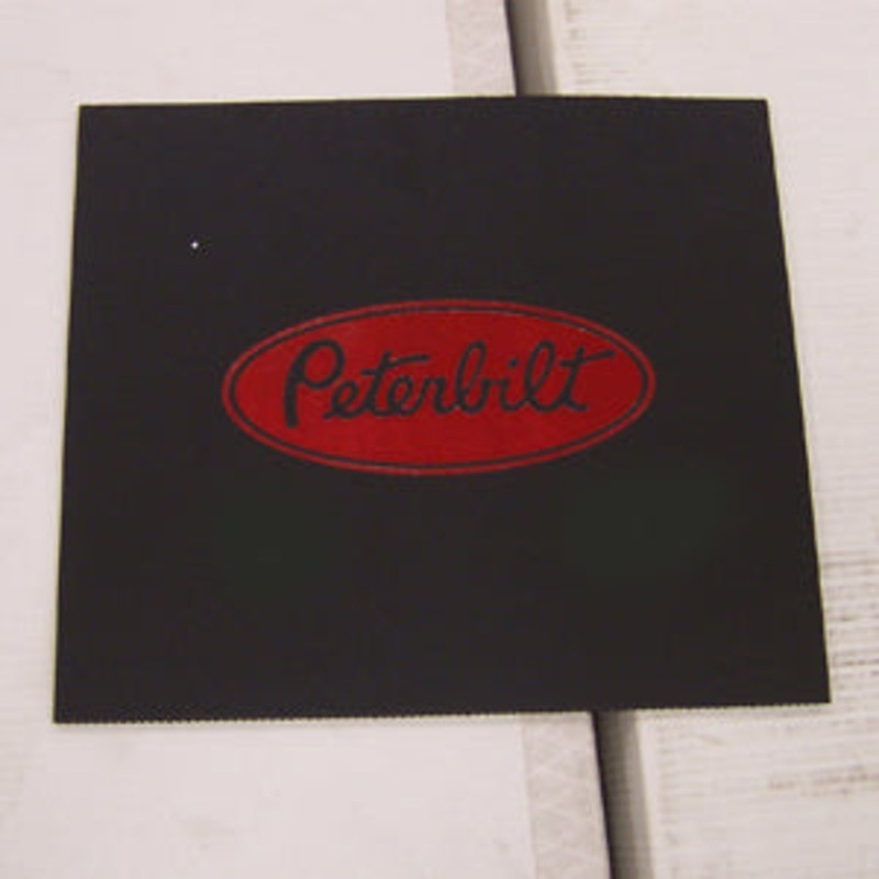 Peterbilt 16 x 14 black front fender mudflap w/red stamped logo