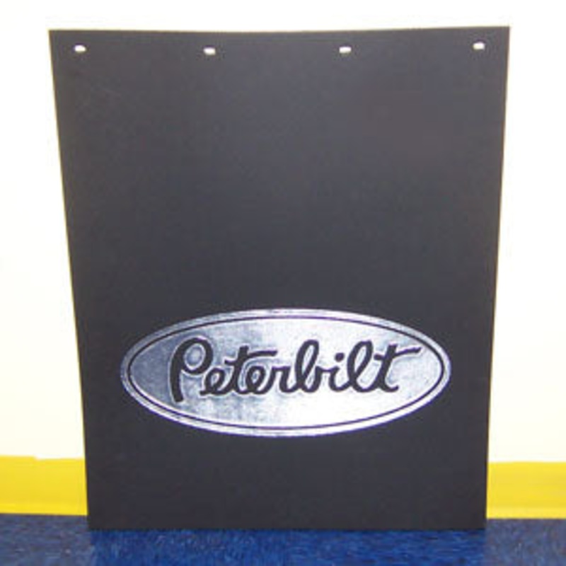 Peterbilt 24 x 30 black mudflap w/chrome stamped logo
