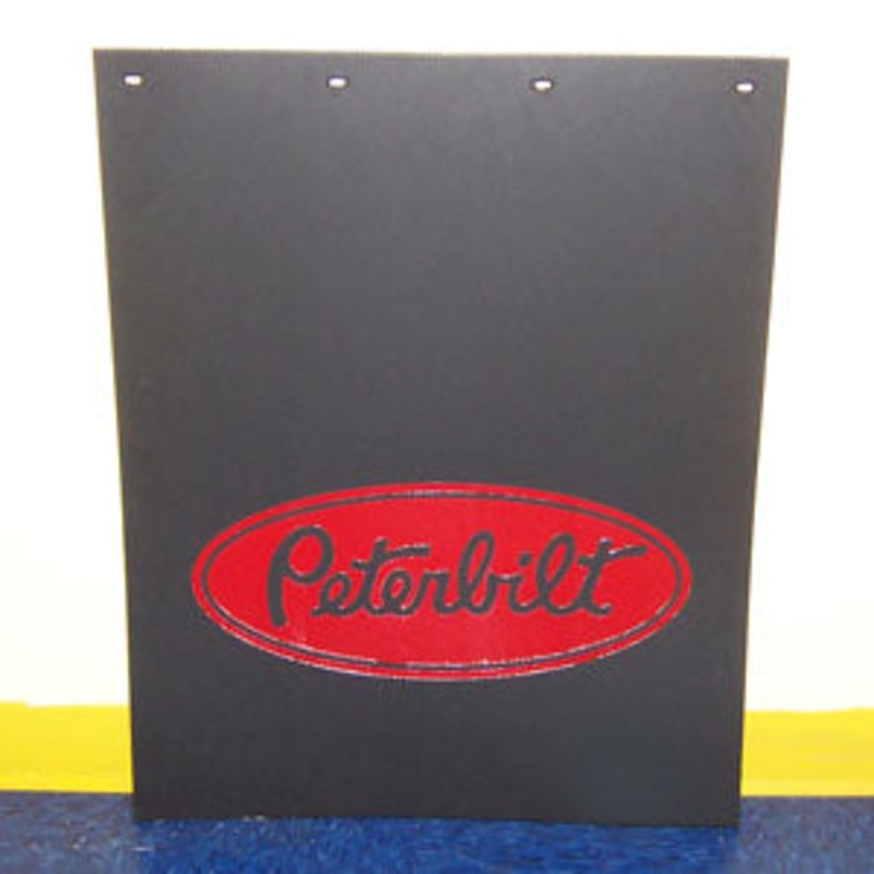 Peterbilt 24 x 30 black mudflap w/red stamped logo