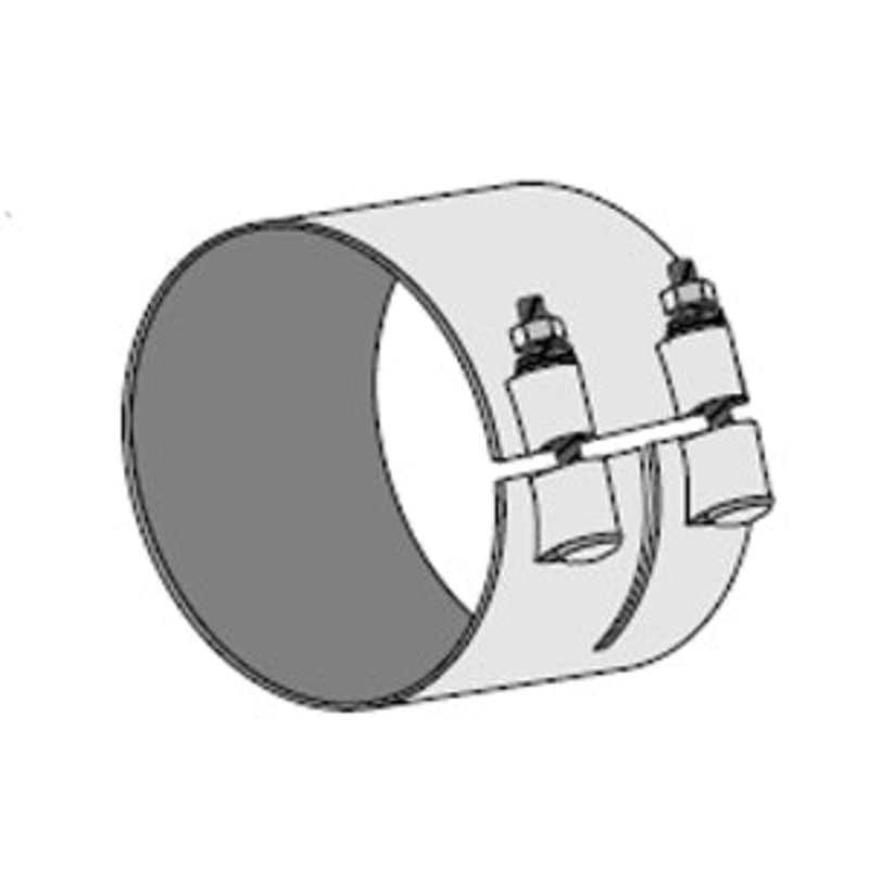 Bracketless / butt joint 6 diameter chrome exhaust wide band clamp
