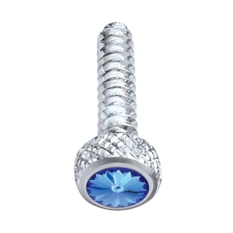 Freightliner short chrome dash screw with jewel – Blue