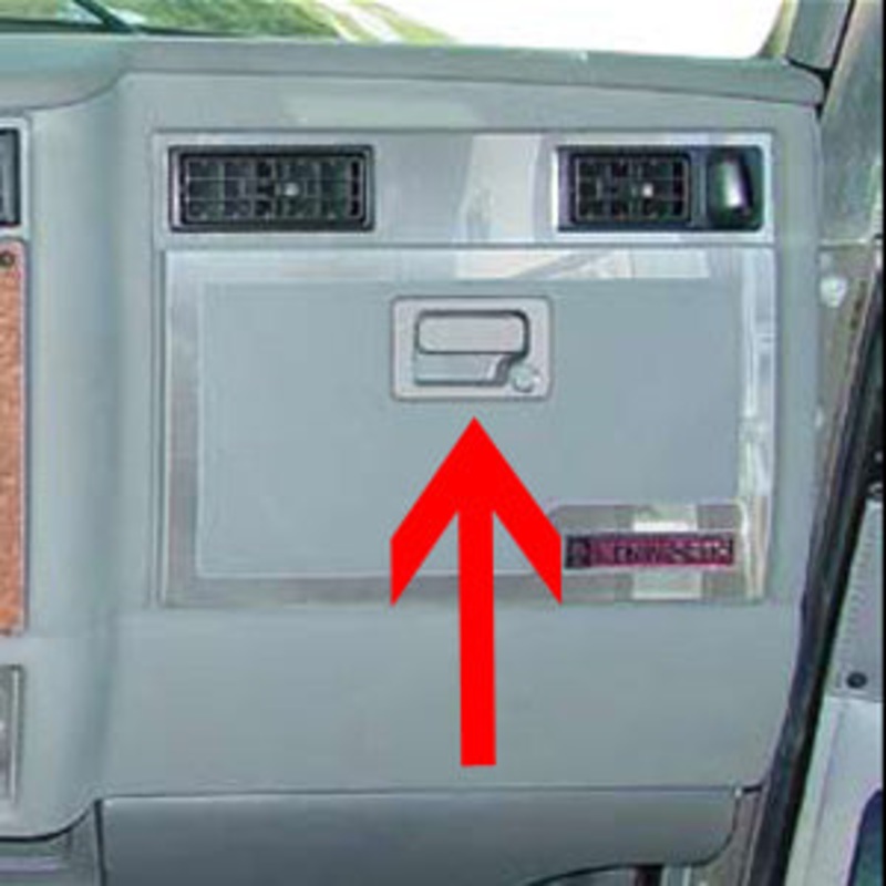 Kenworth 2002-2004 stainless steel glove box latch trim ONLY – 2 piece kit