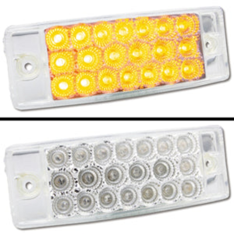 Amber 2 x 6 rectangular 20 diode LED marker light – CLEAR lens