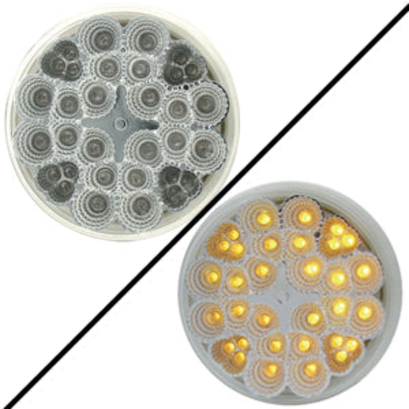 Amber 4 round 32 diode LED turn signal light – CLEAR lens