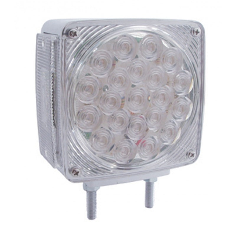 Amber/amber square 21 diode double-face LED turn signal light – CLEAR lens
