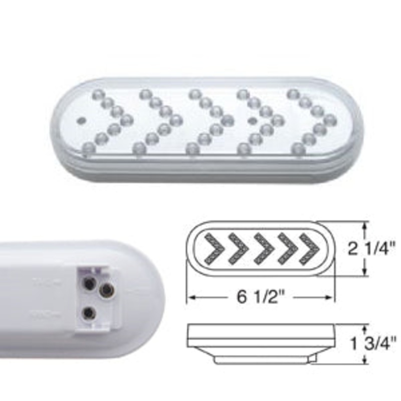 Amber oval 35 diode LED park/turn only light w/sequential flashing arrow – CLEAR lens