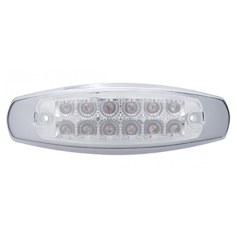 Amber Peterbilt-style 12 diode LED marker light w/reflector – CLEAR lens