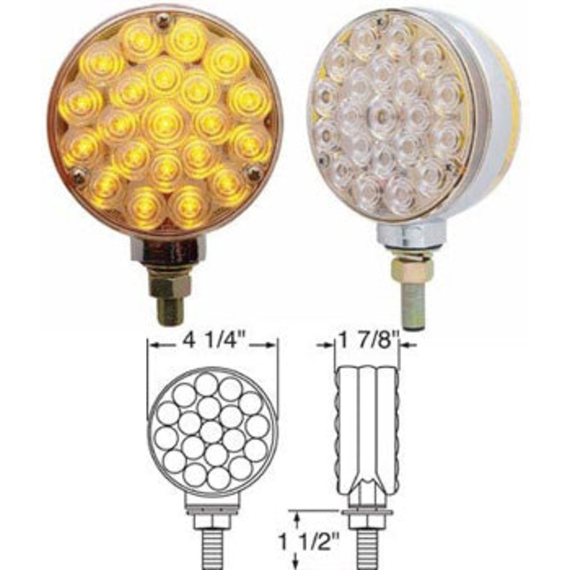Amber/Red 21 diode LED turn signal pedestal light – CLEAR lens