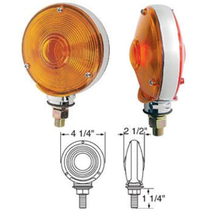 Amber/Red 4 round incandescent turn signal light