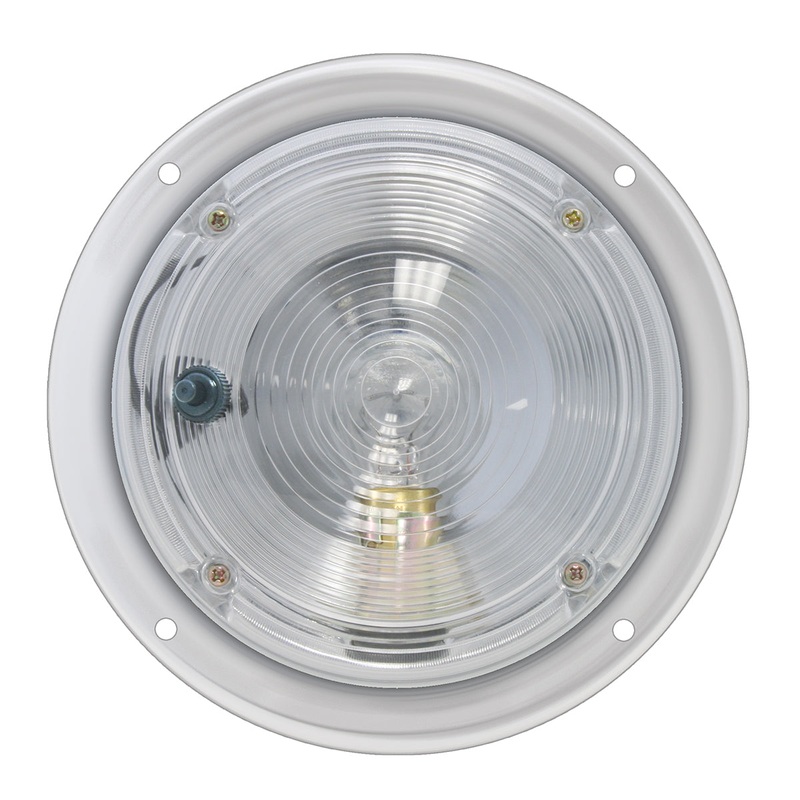 Chrome plated dome light with clear lens, 5 diameter