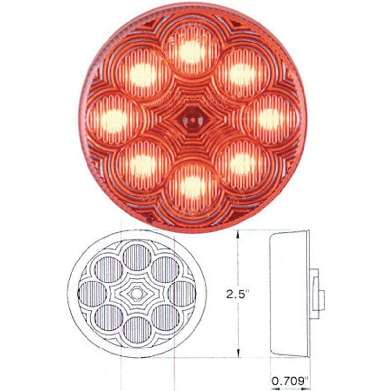 Maxxima red 2.5 round 8 diode LED marker light – CLEAR lens