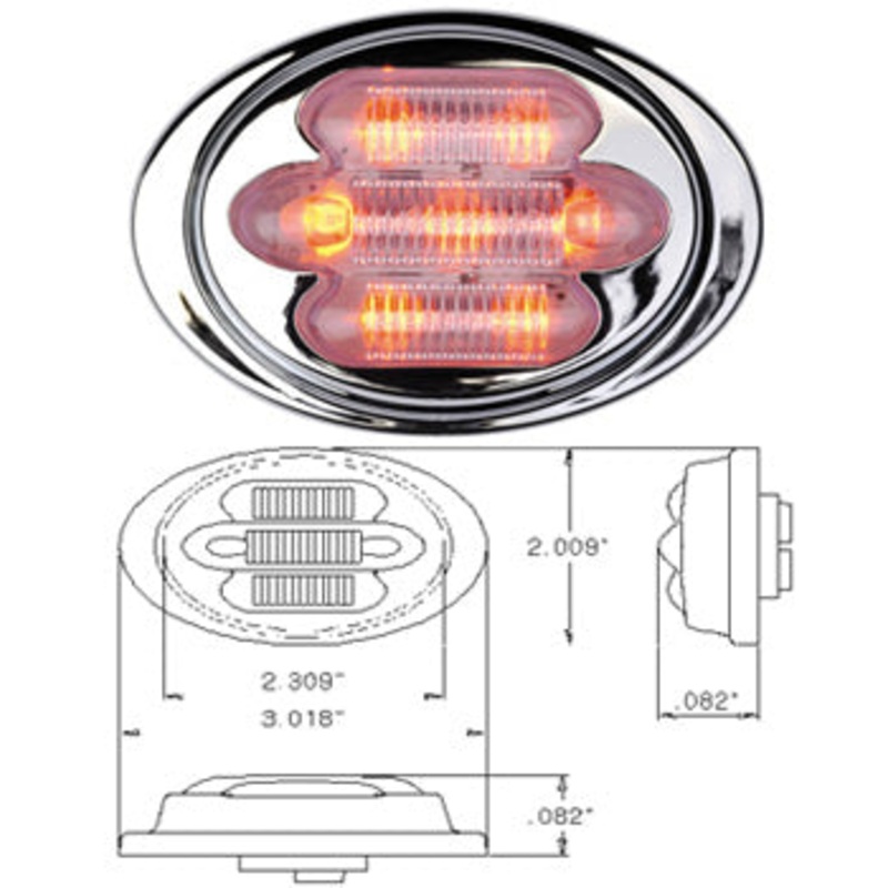 Maxxima red 2 mini-oval 7 diode LED marker light – CLEAR lens