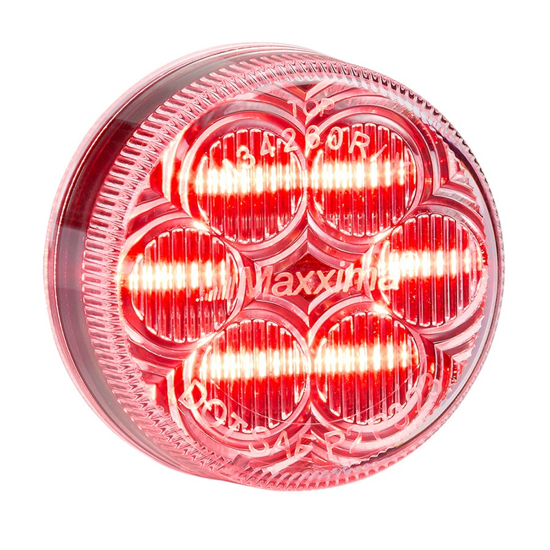 Maxxima red 2 round 6 diode LED marker light – CLEAR lens
