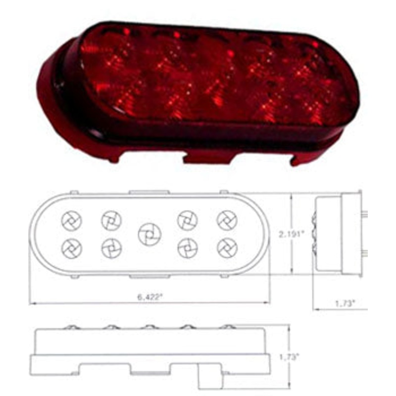 Maxxima red oval 9 8mm diode LED stop/turn/tail light