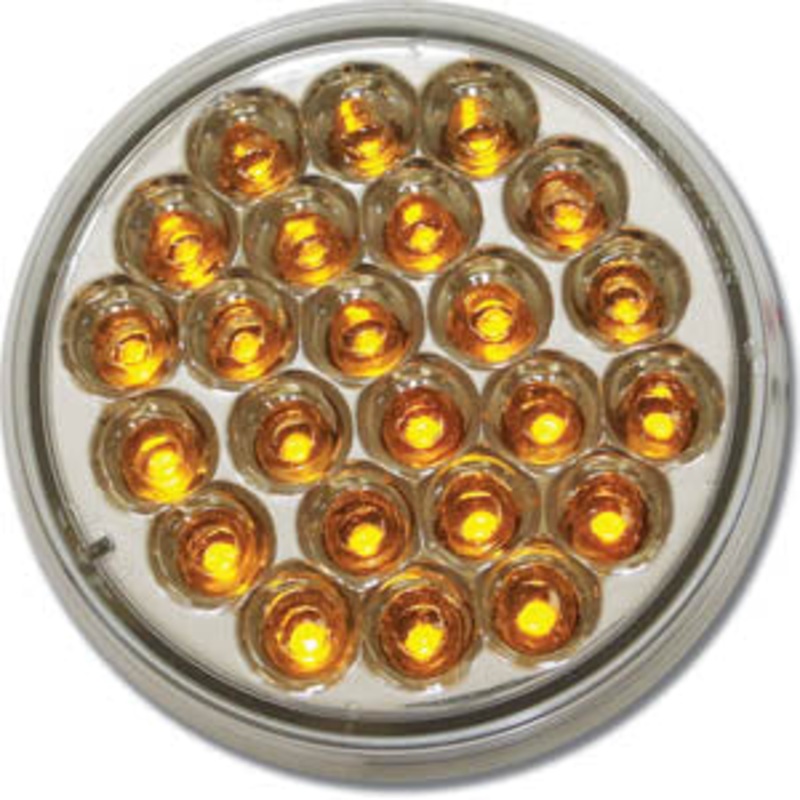 Pearl amber 4 round 24 diode LED turn signal light – CLEAR lens