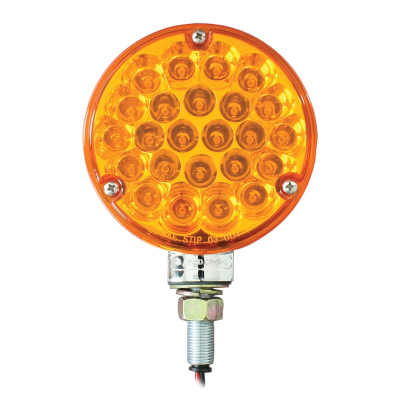 Pearl Amber 4 round 24 diode single-face LED turn signal pedestal light