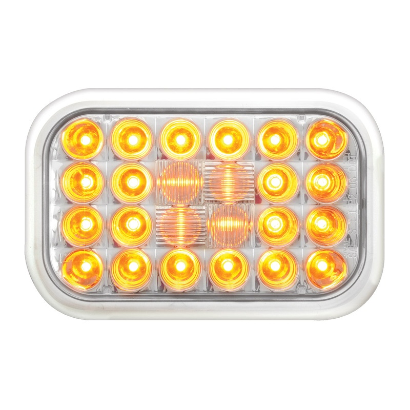 Pearl Amber rectangular 24 diode LED turn signal light – CLEAR lens