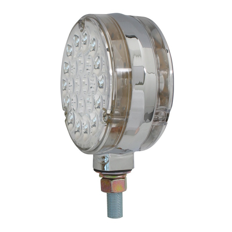 Pearl Amber/Red 4 round 24 diode LED turn signal light – CLEAR lens
