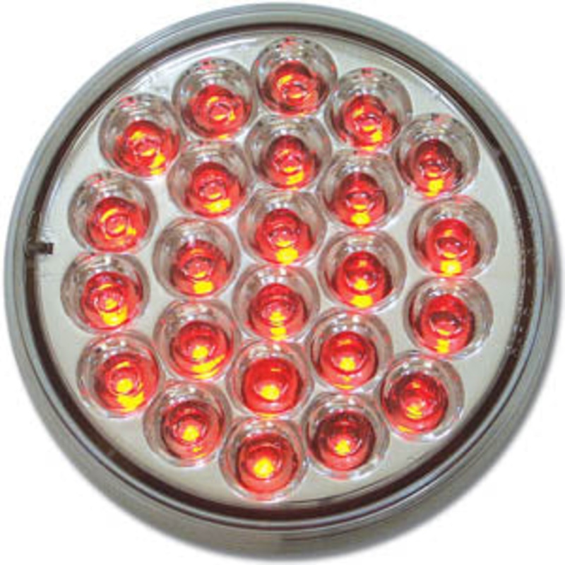 Pearl red 4 round 24 diode LED stop/turn/tail light – CLEAR lens
