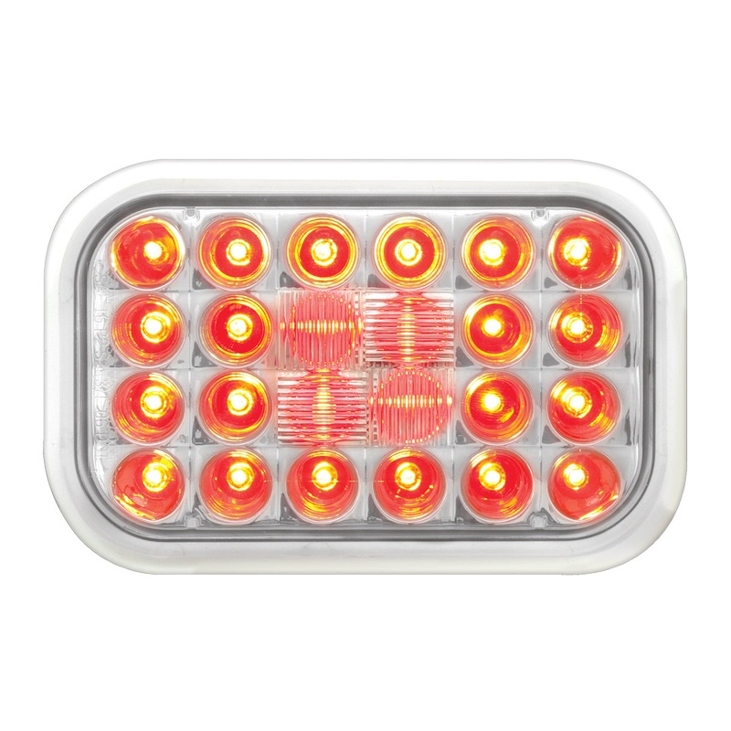 Pearl Red rectangular 24 diode LED stop/turn/tail light – CLEAR lens