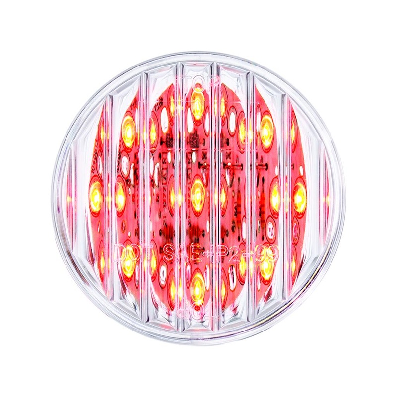 Red 2 round 9 diode LED marker/clearance light – CLEAR lens