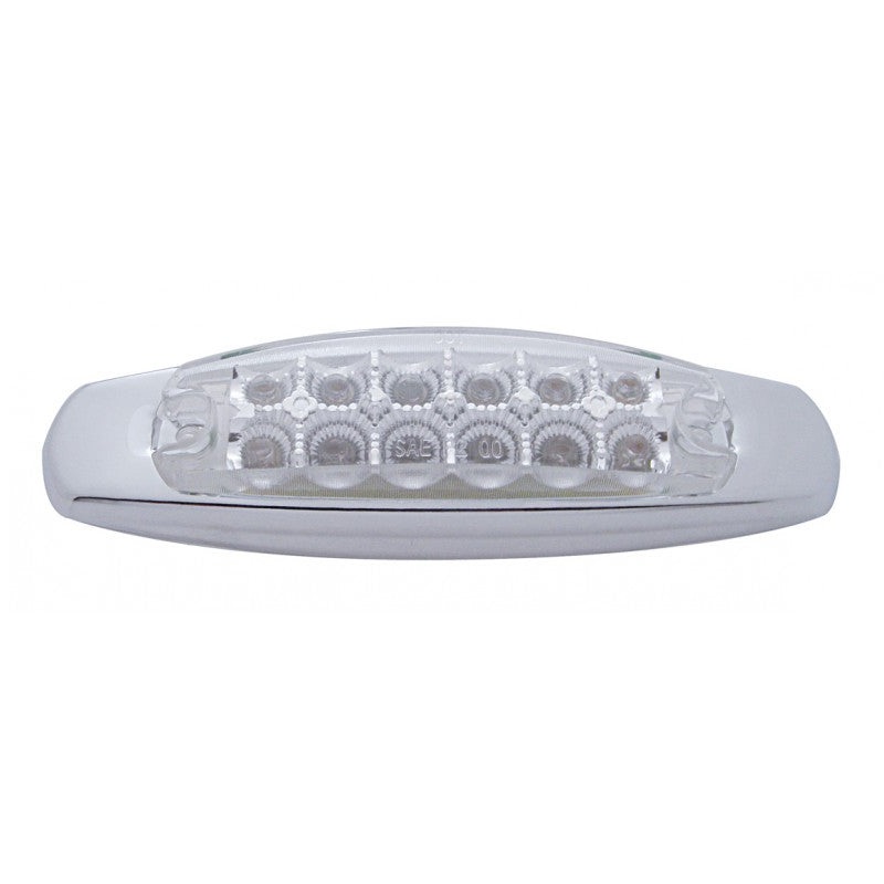 Red Peterbilt-style 12 diode LED marker light w/reflector – CLEAR lens