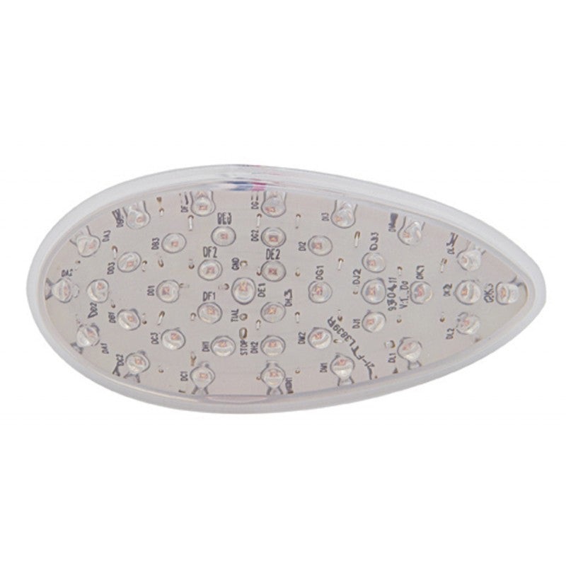 Red teardrop 39 diode LED stop/turn/tail light – CLEAR lens