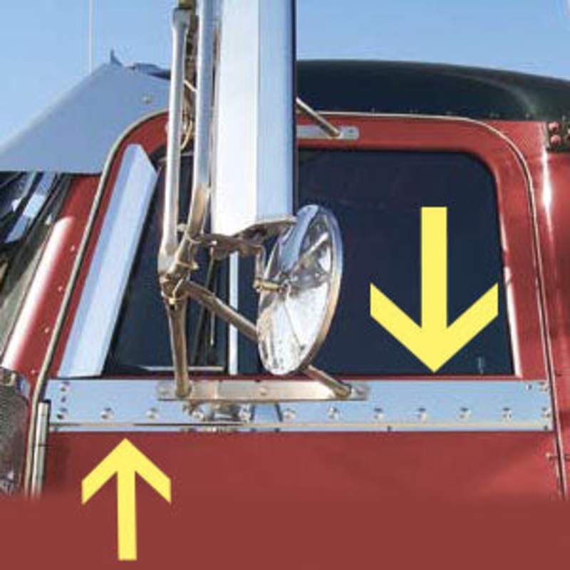 Peterbilt 1973-2005 stainless steel under window upper door trims – PAIR