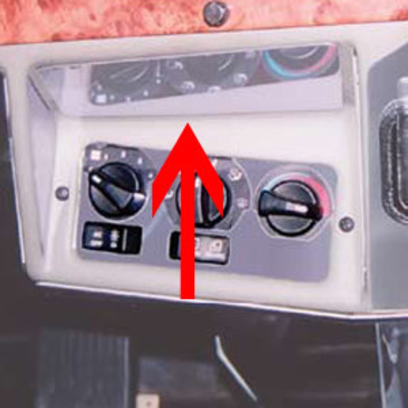 Peterbilt 1995-2000 stainless steel air conditioner/heater control trim – above panel