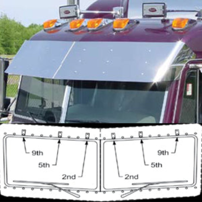 Peterbilt 379 2002-2005 Ultracab 14.5 stainless steel visor