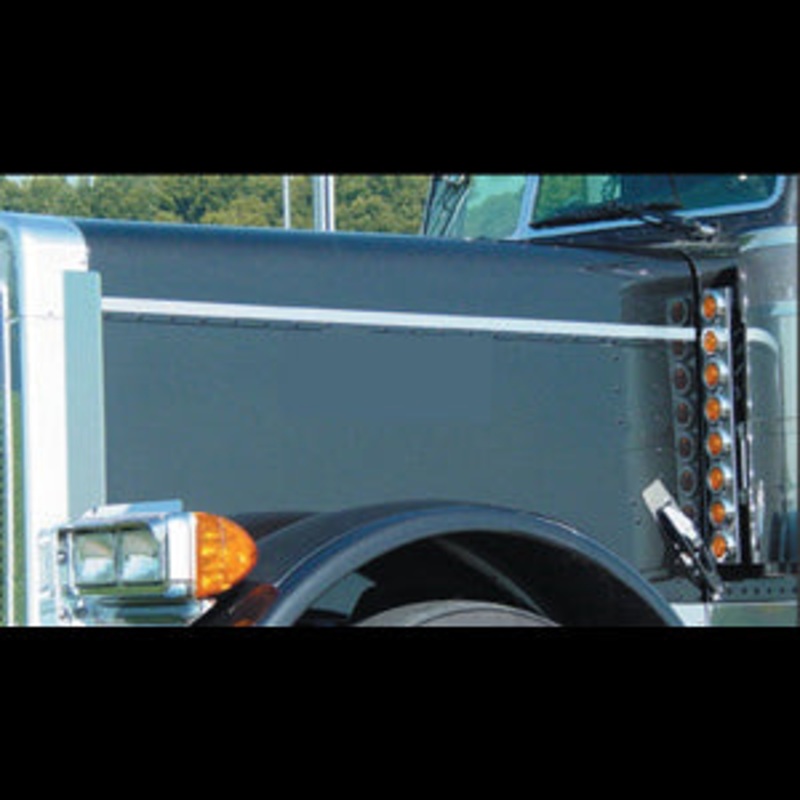 Peterbilt 379 extended hood stainless steel side hood trims – PAIR