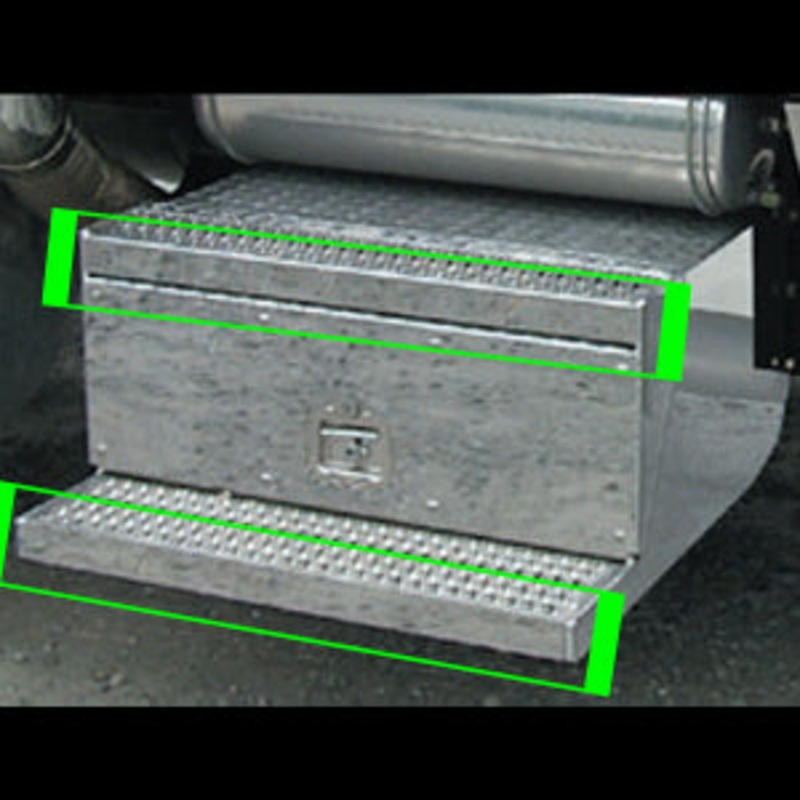 Peterbilt 379 stainless steel battery or tool box step trim kit – 2 pieces
