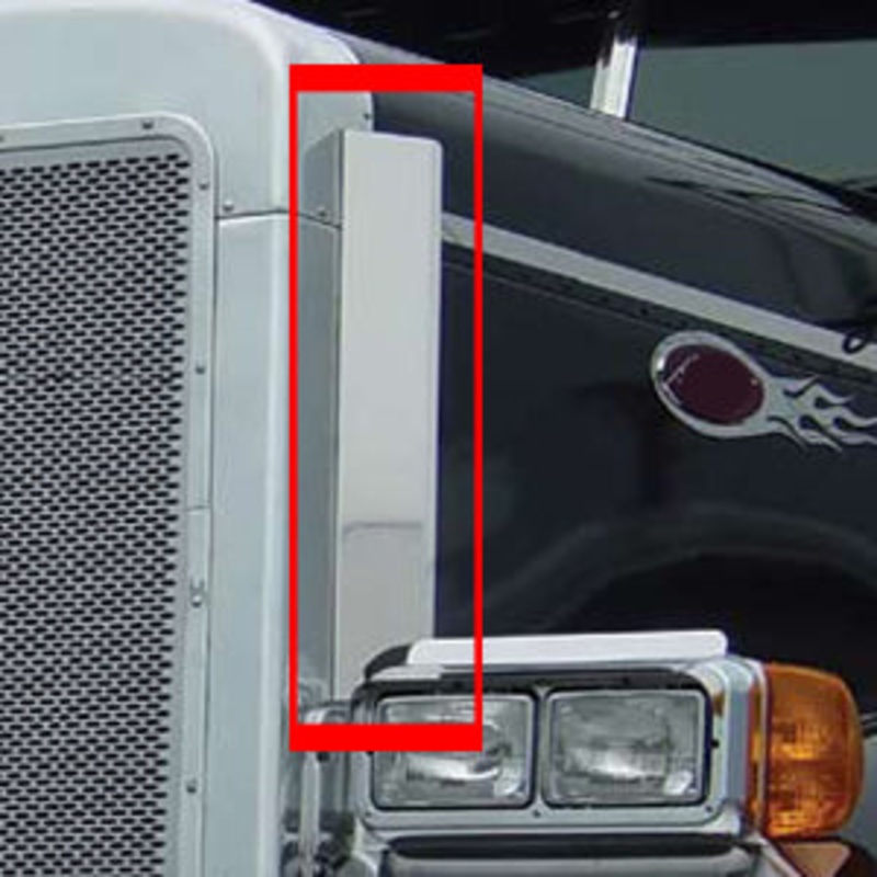 Peterbilt 379 stainless steel side grill deflectors w/square bottom – 20 tall, PAIR