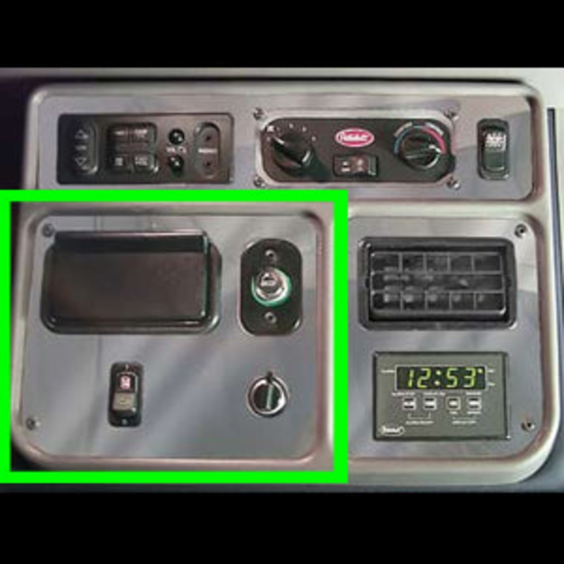 Peterbilt 70 Ultrasleeper stainless steel lower left control panel trim