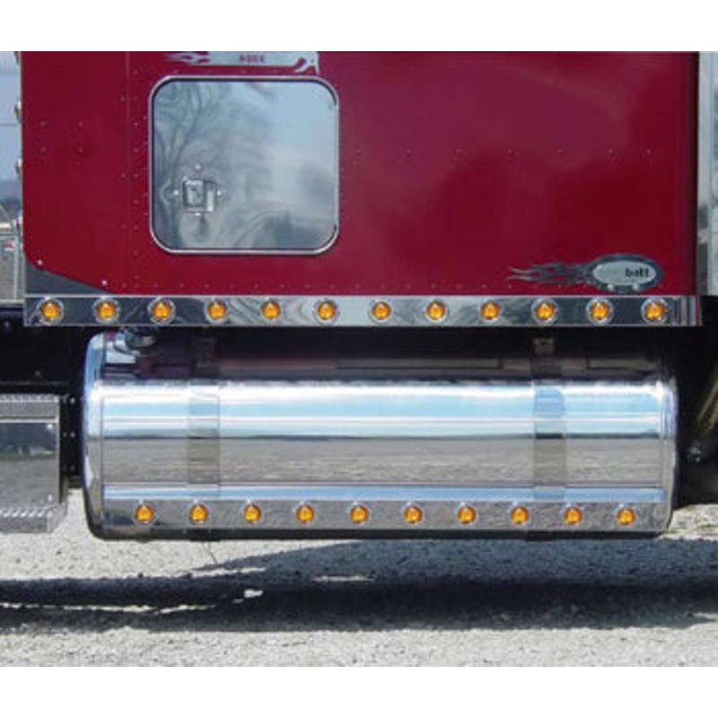 Peterbilt stainless steel 70 Unibilt sleeper light panels w/wing extension, 24 round 2 light holes – PAIR