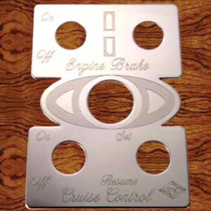 Rockwood Peterbilt 2001-2005 stainless steel Engine Brake/Cruise Control switch plate w/5 holes