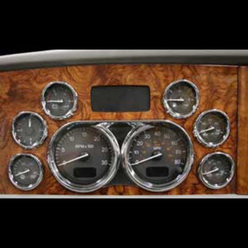 Rockwood Peterbilt 386/389 chrome plastic small gauge cover w/visor – 4/PACK