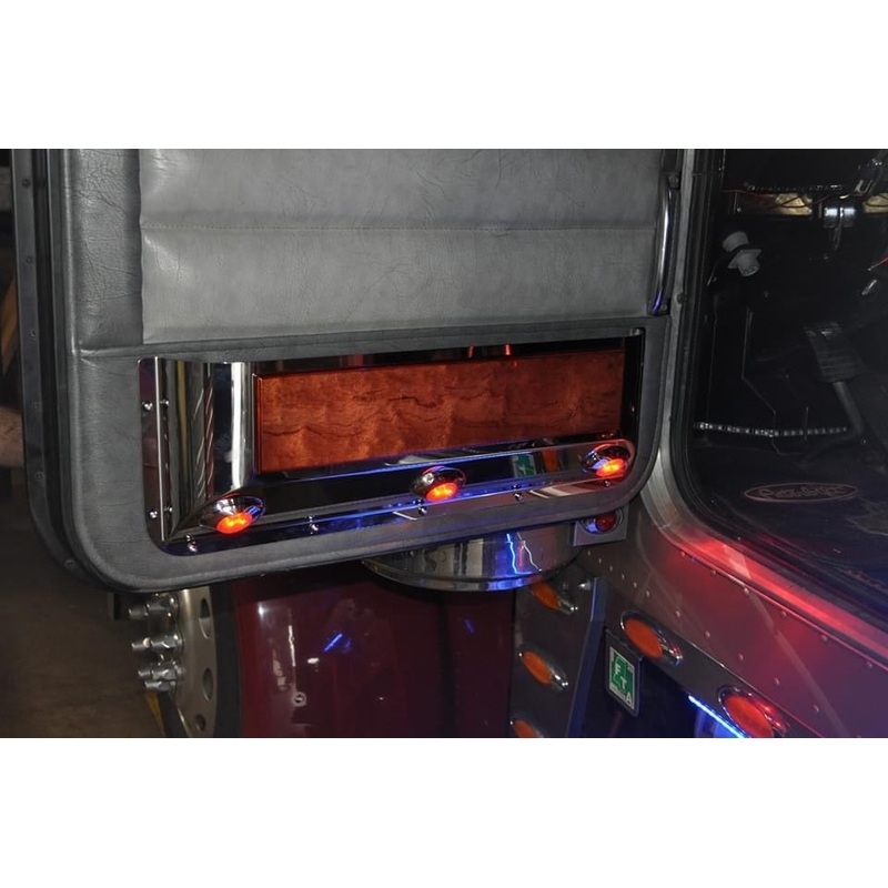 Rockwood Peterbilt stainless steel w/african rosewood door pocket set w/3 LED lights