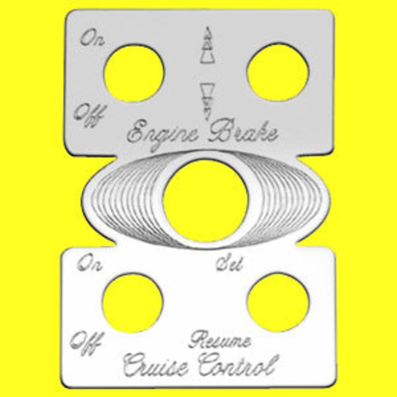 Woody’s Peterbilt -2005 stainless steel Engine Brake/Cruise Control switch plate – 5 hole style