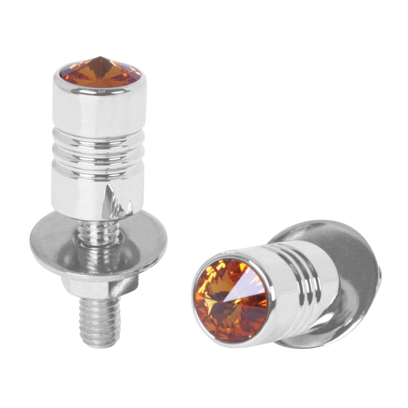 Chrome aluminum license plate mounting bolt w/jewel – PAIR