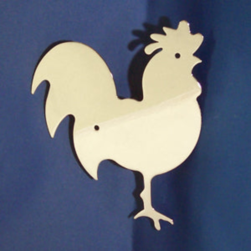 Chrome medium chicken cutout w/welded mounting studs – Faces RIGHT