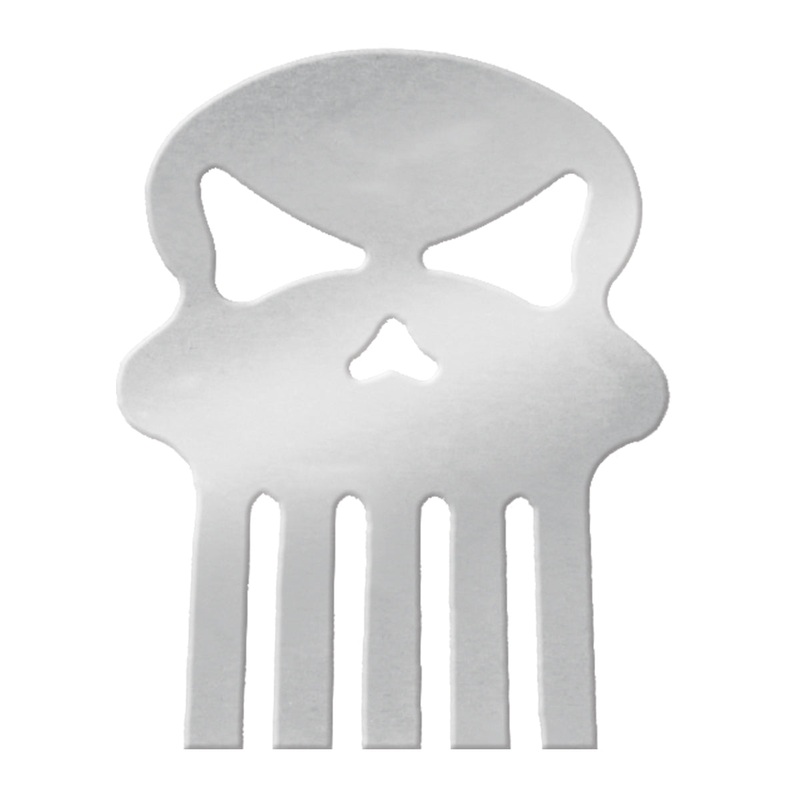 Chrome steel skull cutout w/welded studs – medium