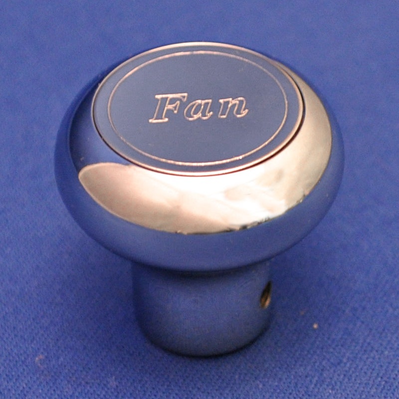 Fan chrome aluminum dash knob with engraved plate