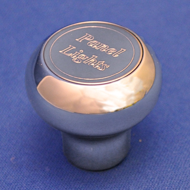 Panel Lights chrome aluminum dash knob with engraved plate