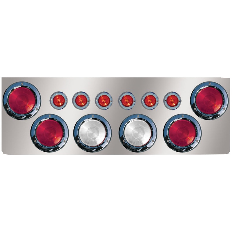 12 stainless steel rear center panel w/6 round 4 holes and 6 round 2 light holes
