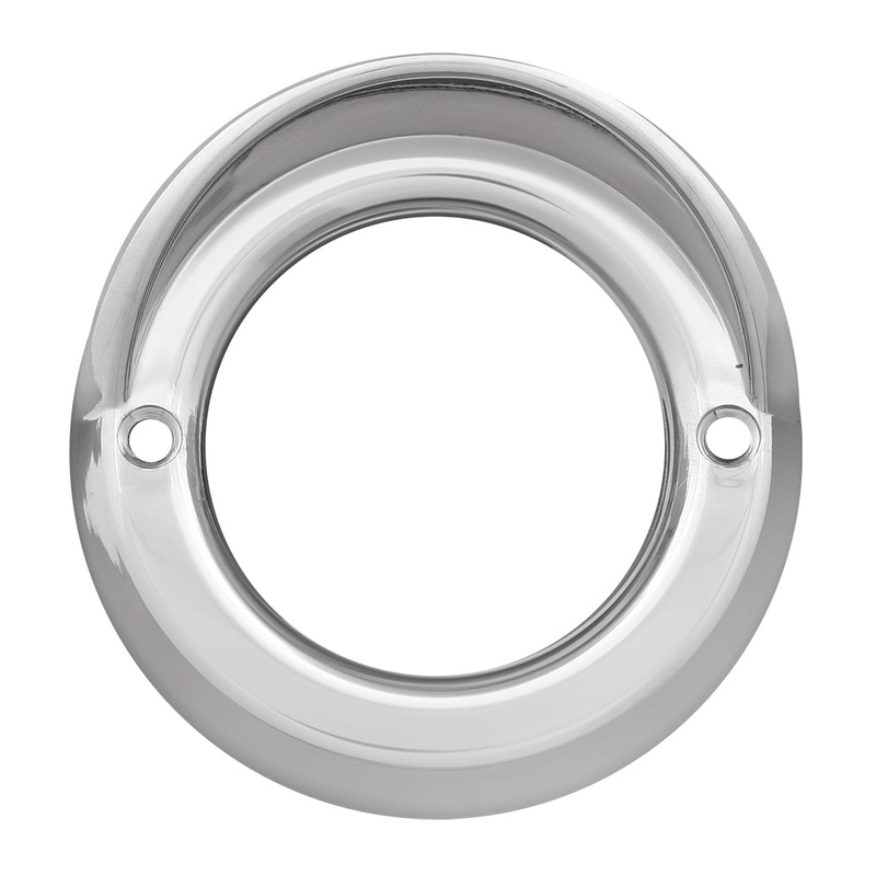 2.5 round chrome plastic grommet cover w/visor – smooth edge