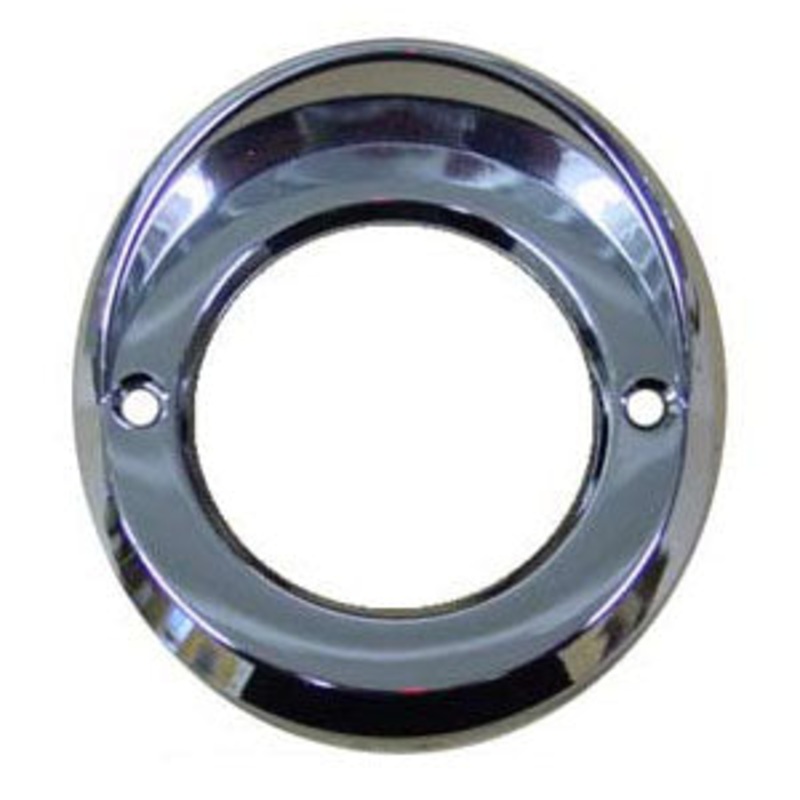 2 round chrome plastic grommet cover w/visor – smooth edge